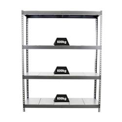 PROREGAL Étagère pour charges lourdes METAL BEAST FOUR | HxLxP 200x180x60cm | Charge du compartiment 600kg | Gris – gris métal PR_RS17-17 - Image 1