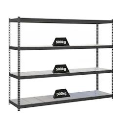 PROREGAL Étagère pour charges lourdes METAL BEAST FOUR | HxLxP 200x210x60cm | Charge du compartiment 500kg | anthracite – gris métal PR_RS17-54 - Image 1