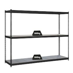 PROREGAL Étagère pour charges lourdes METAL BEAST THREE | HxLxP 200x210x75cm | Charge du compartiment 500kg | anthracite – gris métal PR_RS16-56 - Image 1