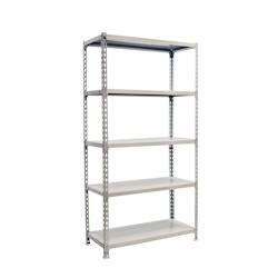 PROREGAL Étagère pour charges lourdes METAL SHARK | HxLxP 180x90x30cm | Charge du compartiment 180kg | Blanc – blanc acier PR_RS3-34 - Image 1