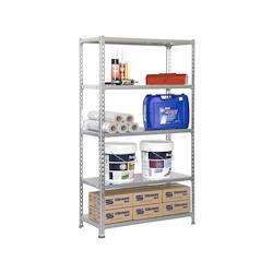 PROREGAL Étagère pour charges lourdes METAL SHARK | HxLxP 180x90x40cm | Charge du compartiment 180kg | Galvanisé gris – gris acier PR_RS3-37 - Image 1