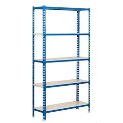 PROREGAL Étagère pour charges lourdes METAL SHARK | HxLxP 180x90x50cm | Charge du compartiment 180kg | Bleu et blanc – bleu acier PR_RS3-14 - Image 1