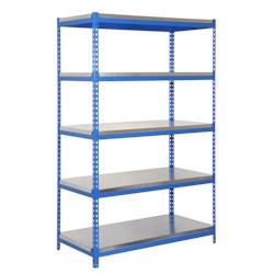 PROREGAL Étagère pour charges lourdes METAL YETI LIGHT FIVE | HxLxP 200x100x45cm | Charge du compartiment 300kg | Bleu – bleu métal PR_RS146-01 - Image 1