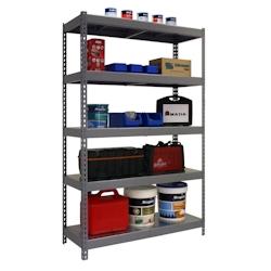 PROREGAL Étagère pour charges lourdes METAL YETI LIGHT FIVE | HxLxP 200x120x45cm | Charge du compartiment 300kg | Gris – gris métal PR_RS146-12 - Image 1