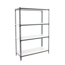 PROREGAL Étagère pour charges lourdes MID METAL SHARK | HxLxP 150x100x50cm | Charge du compartiment 180kg | Blanc anthracite – noir acier PR_RS138-93 - Image 1