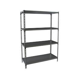 PROREGAL Étagère pour charges lourdes MID METAL SHARK | HxLxP 150x120x30cm | Charge du compartiment 200kg | anthracite – noir acier PR_RS138-25 - Image 1