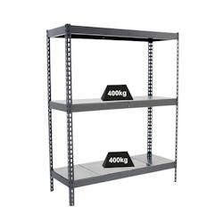 PROREGAL Étagère pour charges lourdes MID METAL YETI THREE | HxLxP 150x150x60cm | Charge du compartiment 400kg | Gris – gris métal PR_RS144-20 - Image 1