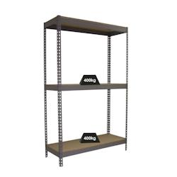 PROREGAL Étagère pour charges lourdes MID WOOD YETI THREE | HxLxP 150x150x75cm | Charge du compartiment 400kg | Gris – gris métal PR_RS140-24 - Image 1