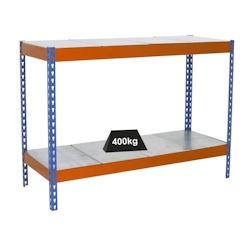 PROREGAL Étagère pour charges lourdes MINI METAL YETI TWO | HxLxP 90x150x45cm | Charge du compartiment 400kg | Bleu-orange – gris métal PR_RS145-14 - Image 1