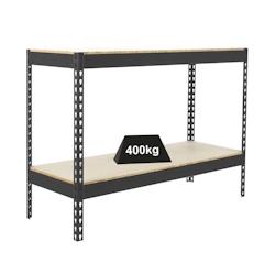 PROREGAL Étagère pour charges lourdes MINI WOOD YETI TWO | HxLxP 90x120x45cm | Charge du compartiment 400kg | anthracite – gris métal PR_RS141-01 - Image 1