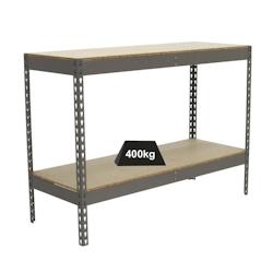 PROREGAL Étagère pour charges lourdes MINI WOOD YETI TWO | HxLxP 90x120x45cm | Charge du compartiment 400kg | Gris – gris métal PR_RS141-04 - Image 1