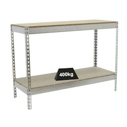 PROREGAL Étagère pour charges lourdes MINI WOOD YETI TWO | HxLxP 90x120x60cm | Charge du compartiment 400kg | Galvanisé – gris métal PR_RS141-07 - Image 1