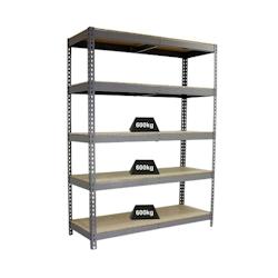 PROREGAL Étagère pour charges lourdes WOOD BEAST FIVE | HxLxP 200x180x90cm | 5 niveaux | Charge du compartiment 600kg | Gris – gris acier PR_RS15-22 - Image 1