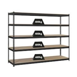 PROREGAL Étagère pour charges lourdes WOOD BEAST FIVE | HxLxP 200x240x75cm | 5 niveaux | Charge du compartiment 400kg | anthracite – gris métal PR_ - Image 1