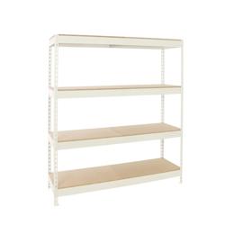 PROREGAL Étagère pour Charges Lourdes WOOD BEAST FOUR | HxLxP 200x210x45cm | 500kg par Niveau | Blanc – blanc acier PR_RS18-111 - Image 1