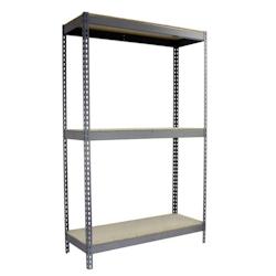 PROREGAL Étagère pour charges lourdes WOOD BEAST THREE | HxLxP 150x120x60cm | 3 niveaux | Charge du compartiment 600kg | Gris – gris acier PR_RS15-96 - Image 1