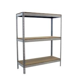 PROREGAL Étagère pour charges lourdes WOOD BEAST THREE | HxLxP 150x150x45cm | 3 niveaux | Charge du compartiment 600kg | Galvanisé – argenté méta - Image 1