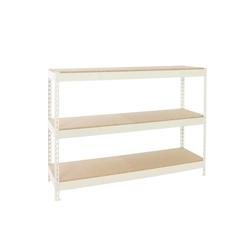 PROREGAL Étagère pour Charges Lourdes WOOD BEAST THREE | HxLxP 200x240x90cm | 400kg par Niveau | Blanc – blanc acier PR_RS18-104 - Image 1