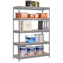 PROREGAL Étagère pour charges lourdes WOOD YETI LIGHT FIVE | HxLxP 200x100x45cm | Charge du compartiment 300kg | Galvanisé – argenté métal PR_RS31-03 - Image 1