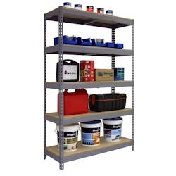 PROREGAL Étagère pour charges lourdes WOOD YETI LIGHT FIVE | HxLxP 200x100x45cm | Charge du compartiment 300kg | Gris – gris acier PR_RS31-04 - Image 1