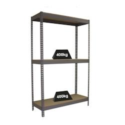 PROREGAL Étagère pour charges lourdes WOOD YETI THREE | HxLxP 200x120x75cm | Charge du compartiment 400kg | Gris – gris métal PR_RS19-28 - Image 1