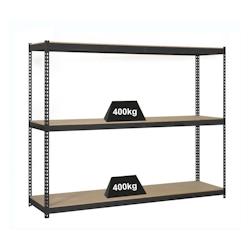 PROREGAL Étagère pour charges lourdes WOOD YETI THREE | HxLxP 200x180x75cm | Charge du compartiment 400kg | anthracite – noir acier PR_RS19-35 - Image 1