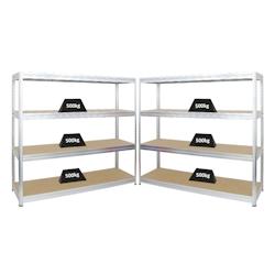 PROREGAL Mega Deal 2x Étagère charge lourde DINO | HxLxP 180x200x60cm | 500kg par niveau | Galvanisé | Lot d&rsquo;étagères robustes de Garage Atelier - Image 1