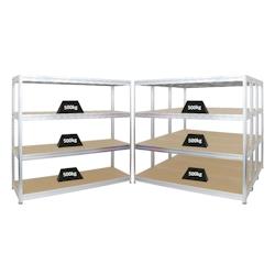 PROREGAL Mega Deal 4x Étagère charge lourde DINO | HxLxP 180x200x60cm | 500kg par niveau | Galvanisé | Lot d&rsquo;étagères robustes de Garage Atelier - Image 1