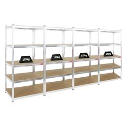 PROREGAL Mega Deal 4x étagère robuste RAGNAR | HxLxP 180x90x60cm | Charge du compartiment 175kg | Galvanisé | Étagère de garage – argenté métal - Image 1