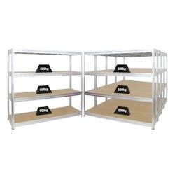 PROREGAL Mega Deal 5x Étagère charge lourde DINO | HxLxP 180x200x60cm | 500kg par niveau | Galvanisé | Lot d&rsquo;étagères robustes de Garage Atelier - Image 1