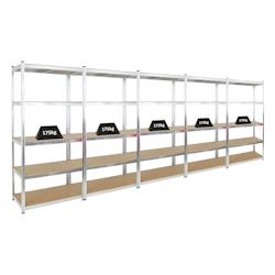 PROREGAL Mega Deal 5x étagère robuste GIANT RAGNAR | HxLxP 200x100x50cm | Charge du compartiment 175kg | Galvanisé | Étagère de garage – argenté - Image 1