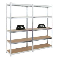 PROREGAL MegaDeal 2x étagère robuste RAGNAR, HxLxP 180x90x40cm, Charge du compartiment 175kg, Galvanisé, Étagère de garage, étagère de cave – a - Image 1