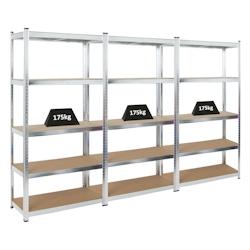 PROREGAL MegaDeal 3x étagère robuste RAGNAR, HxLxP 180x90x40cm, Charge du compartiment 175kg, Galvanisé, Étagère de garage, étagère de cave – a - Image 1