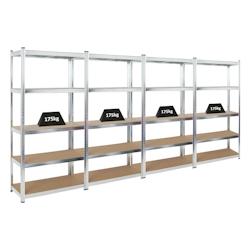 PROREGAL MegaDeal 4x étagère robuste RAGNAR, HxLxP 180x90x40cm, Charge du compartiment 175kg, Galvanisé, Étagère de garage, étagère de cave – a - Image 1