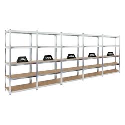 PROREGAL MegaDeal 5x étagère robuste RAGNAR, HxLxP 180x90x40cm, Charge du compartiment 175kg, Galvanisé, Étagère de garage, étagère de cave – a - Image 1