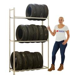 PROREGAL Support à pneus METAL SHARK NO.1 | HxLxP 200x100x40cm | 3 niveaux | 12 pneus | Galvanisé – argenté métal RS25-05 - Image 1
