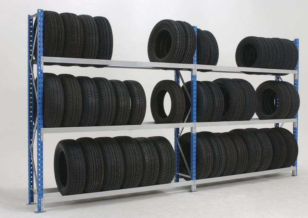 Rack à pneus – Rayonnages pour stockage de pneus véhicules légers – Hauteur 2000 à 2500 mm – Charge jusqu&rsquo;à 240 kg par niveau - Image 1