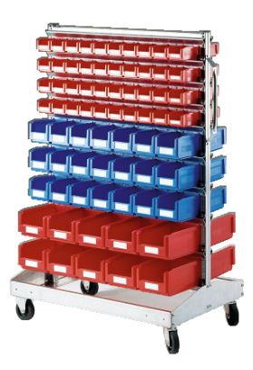 Rack mobile à bacs – simple ou double face – structure galvanisée avec bacs série SK - Image 1