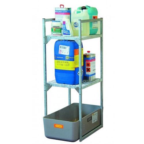 Rayonnage 120 avec caillebotis pour petits récipients et bac – Pour huiles, lubrifiants – CEMO – 7639F - Image 1