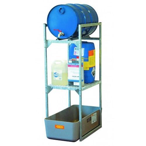 Rayonnage 120 avec support fût et caillebotis petits récipients – Pour huiles, lubrifiants – CEMO – 7640F - Image 1