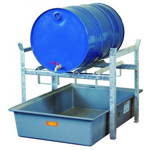 Rayonnage 400 pour 2 fûts de 60 litres ou 1 fût de 220 litres – Pour huiles, lubrifiants – CEMO – 7663F - Image 1