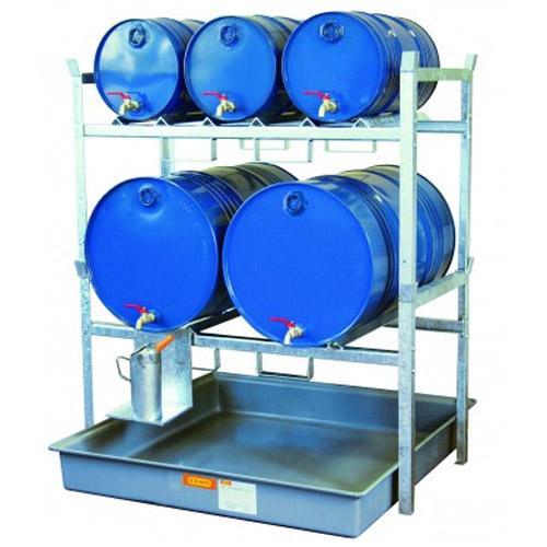 Rayonnage 800 pour 3 fûts de 60 litres ou 2 fûts de 220 litres – Pour huiles, lubrifiants – CEMO – 7672F - Image 1