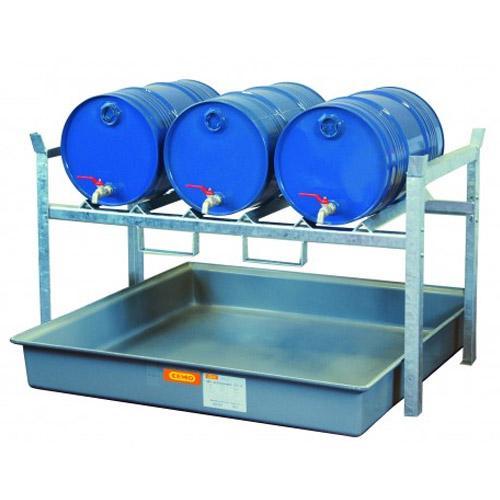 Rayonnage 800 pour 3 fûts de 60 litres – Pour huiles, lubrifiants – CEMO – 7674F 1