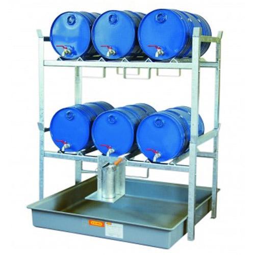 Rayonnage 800 pour 6 fûts de 60 litres – Pour huiles, lubrifiants – CEMO – 7675F - Image 1