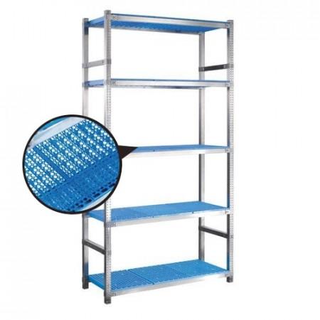 Rayonnage alimentaire inox à tablettes plastique ajourées - Image 1