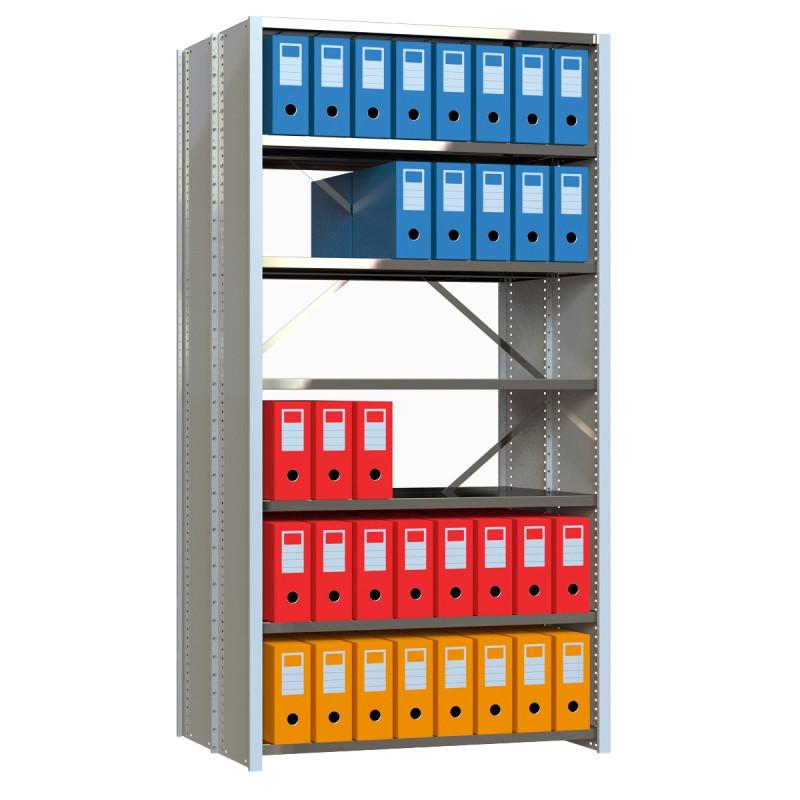 Rayonnage archives double face à tablettes et parois pleines tôlées - Image 1