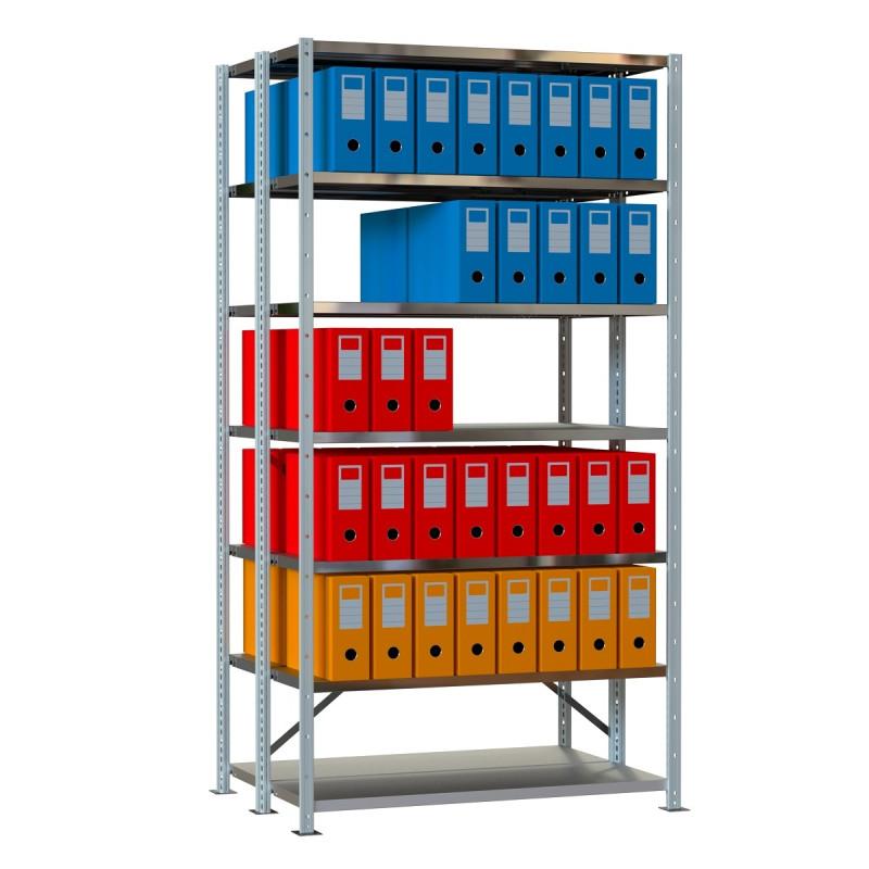 Rayonnage archives double face à tablettes pleines tôlées - Image 1