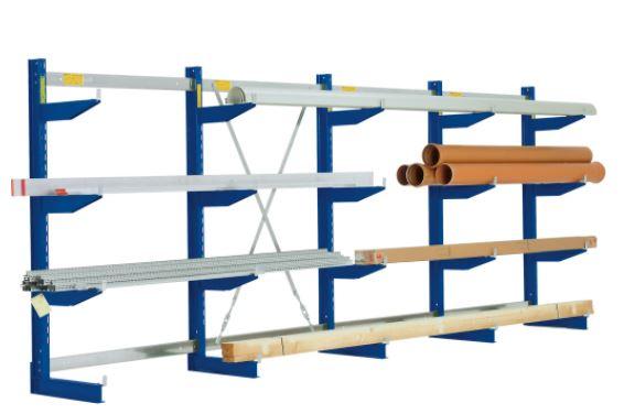 Rayonnage cantilever – type L – utilisation simple face pour produits longs et volumineux - Image 1