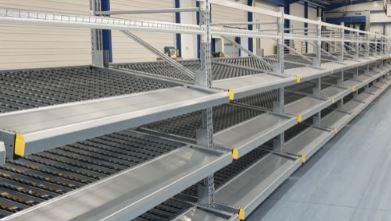 Rayonnage dynamique cartons – Pour charges légères < 20 kg - Gestion FIFO/LIFO - Structure en acier galvanisé - Image 1