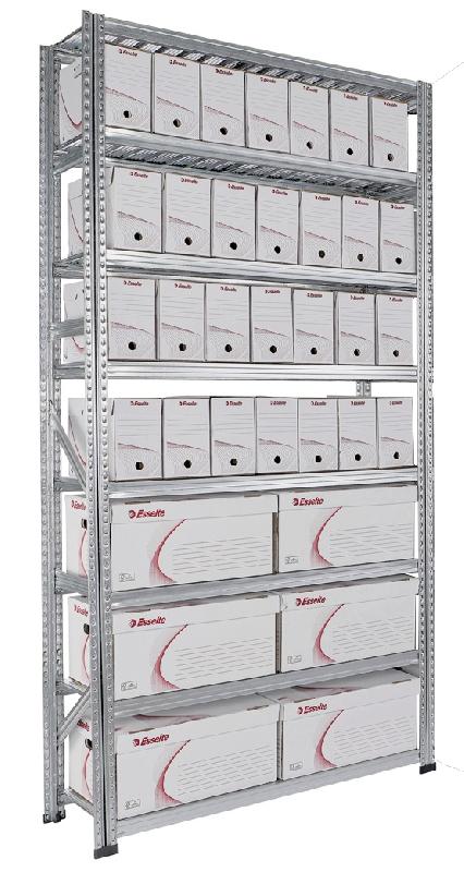 Rayonnage d&rsquo;archive simple face 8 niveaux boites l.1200 x p.400 mm – 1775020 1